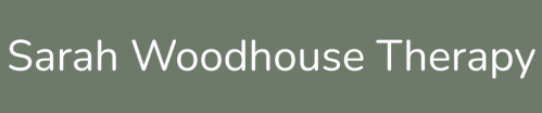 Sarah Woodhouse Therapy white writing on a mid green background