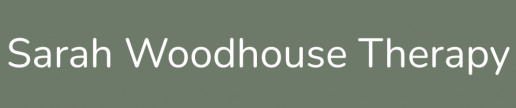 Sarah Woodhouse Therapy white writing on a mid green background
